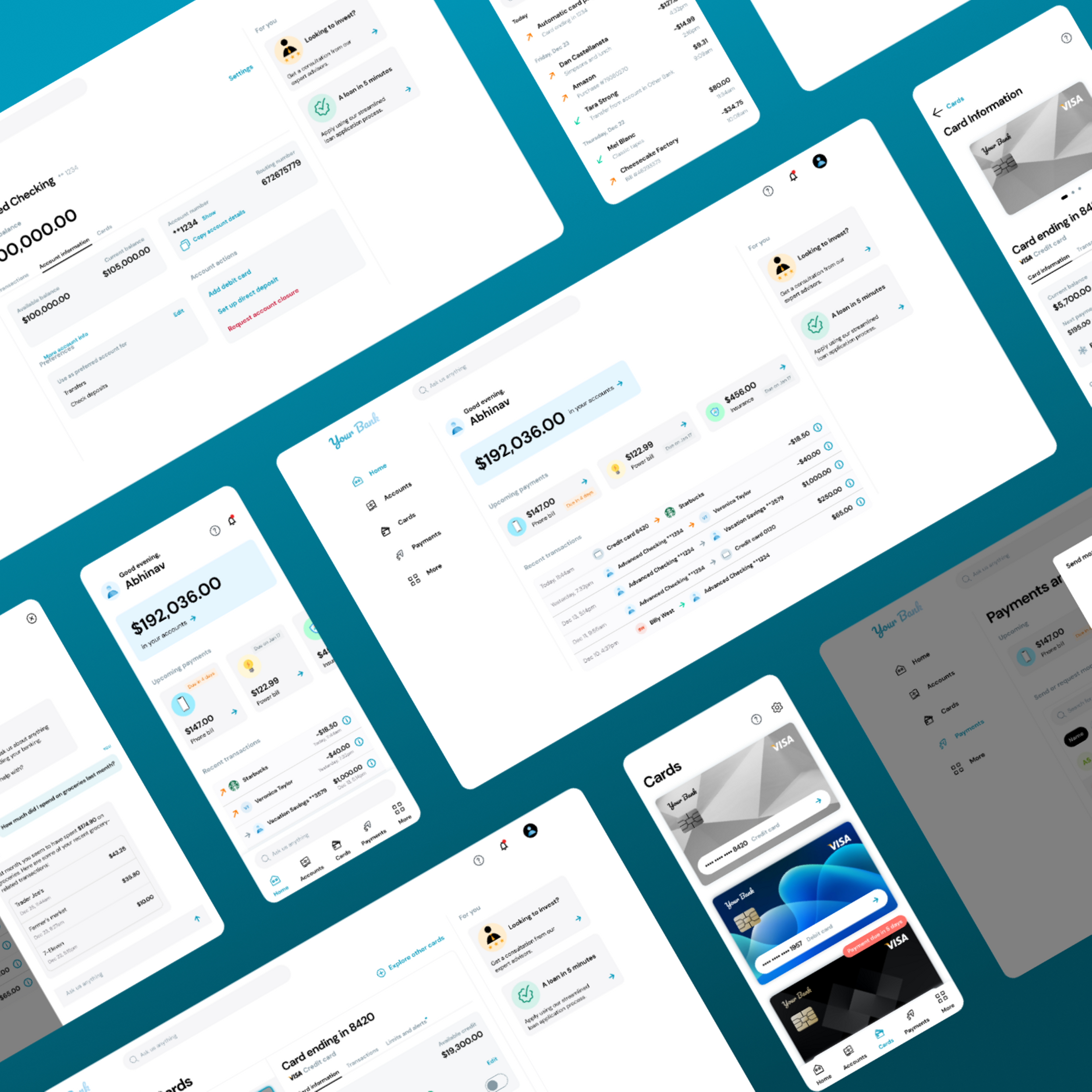 A showcase of digital banking screens